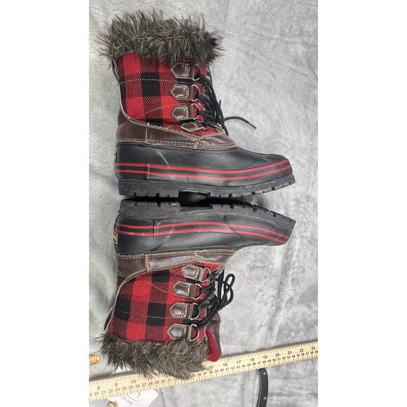 Tamarack Thinsulate AK-112812-1 Women's 7 Winter Boot Black Red Buffalo Plaid - Picture 7 of 10